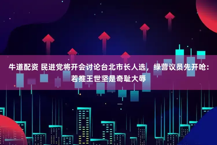 牛道配资 民进党将开会讨论台北市长人选，绿营议员先开呛：若推王世坚是奇耻大辱